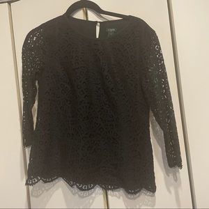 Jcrew black 3/4 sleeve lace top